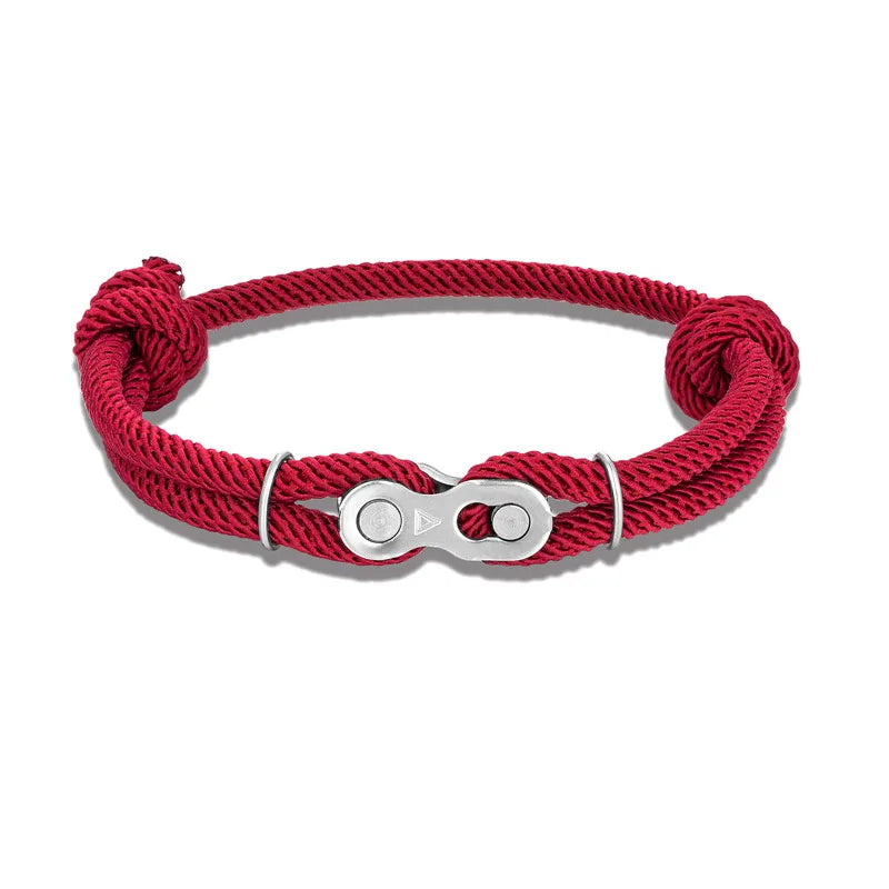 MKENDN Men’s Punk Bicycle Chain Rope Bracelet — Adjustable Nautical / Mountain Bike Magic Buckle