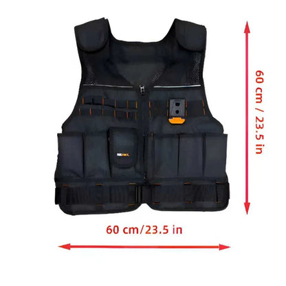 TOOLSTACK Heavy-Duty Work Vest - Multi-Pocket Breathable Adjustable Construction & Electrician Utility Vest
