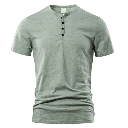 Men’s Casual Henley T-Shirt - High Quality Short Sleeve Summer Basic Fashion Top