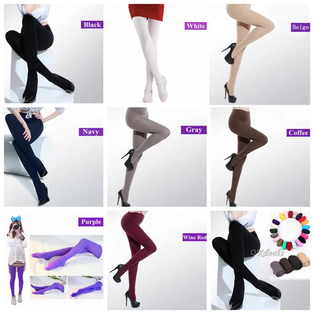 Women’s Black 120D Opaque Tights – Seamless Warm Nylon Pantyhose, Thick Winter Stockings for Spring & Autumn Footed Legwear