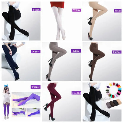 Women’s Black 120D Opaque Tights – Seamless Warm Nylon Pantyhose, Thick Winter Stockings for Spring & Autumn Footed Legwear