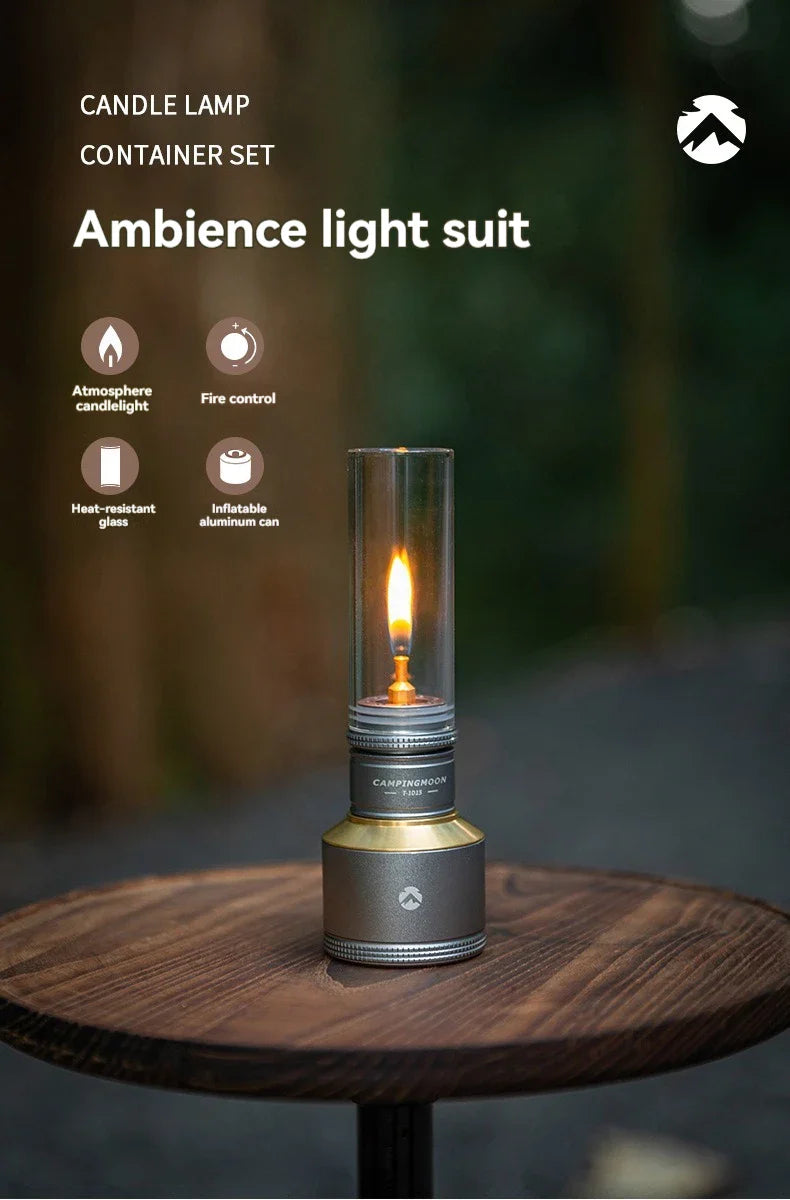 CAMPINGMOON Inflatable Aluminum Can Candle Light Set — Portable Camping & BBQ Atmosphere Lanterns