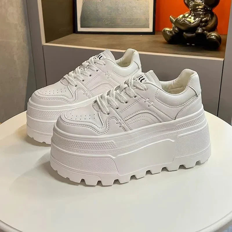 2025 Women’s Platform Running Shoes – Non-Slip Designer Lace-Up Vulcanized Sneakers, Wear-Resistant Casual Footwear