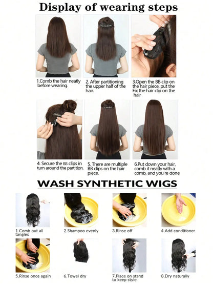 Clip-In Hair Extensions – Thick & Long Lace Weft Synthetic Hairpieces for Women