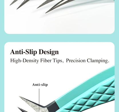 DIYDAY Anti-Slip Tweezers — High-Density Fiber Tip for Eyelash Extensions & Eyebrow Precision Beauty Tools