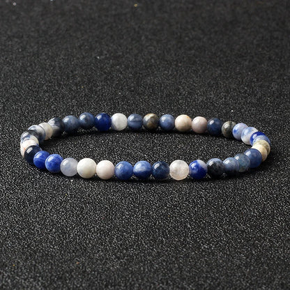 4mm Natural Stone Bead Stretch Bracelet for Men & Women – Agate Lava Handmade Reiki Crystal Jewelry