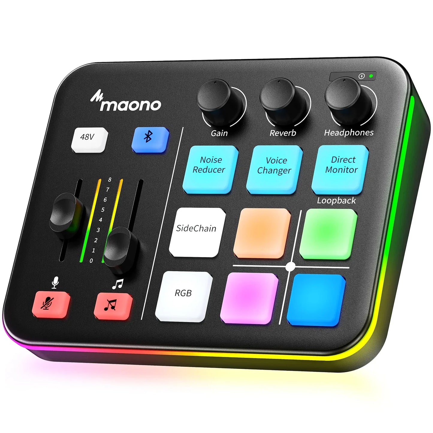 MAONO G1 NEO Gaming Audio Mixer - RGB Streaming Sound Effects Controller with XLR Microphone Interface