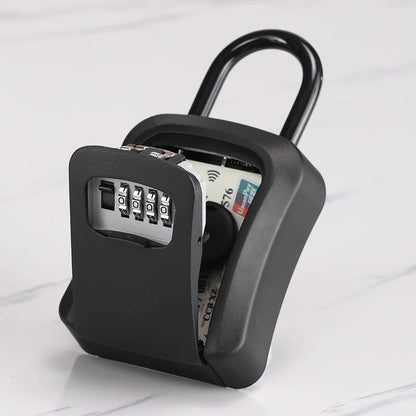 4 Digit Outdoor Password Key Box with Waterproof Steel Wire Hanging Hook - Free Installation & Extended Locking Storage