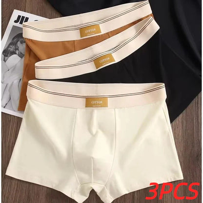 3PCS Men’s Cotton Boxer Shorts – Comfortable Breathable Solid Color Underwear Set for Everyday Wear & Sports Comfort