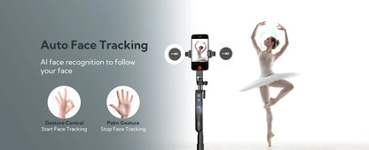 Smartphone Selfie Stick Gimbal Stabilizer – Anti-Shake Pan-Tilt Tripod with Bluetooth Remote & AI Follow