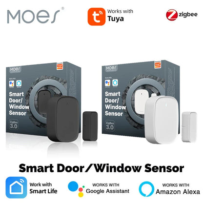 MOES Tuya ZigBee Smart Window & Door Sensor – Home Security Alarm Detector Compatible with Smart Life App, Alexa & Google Home