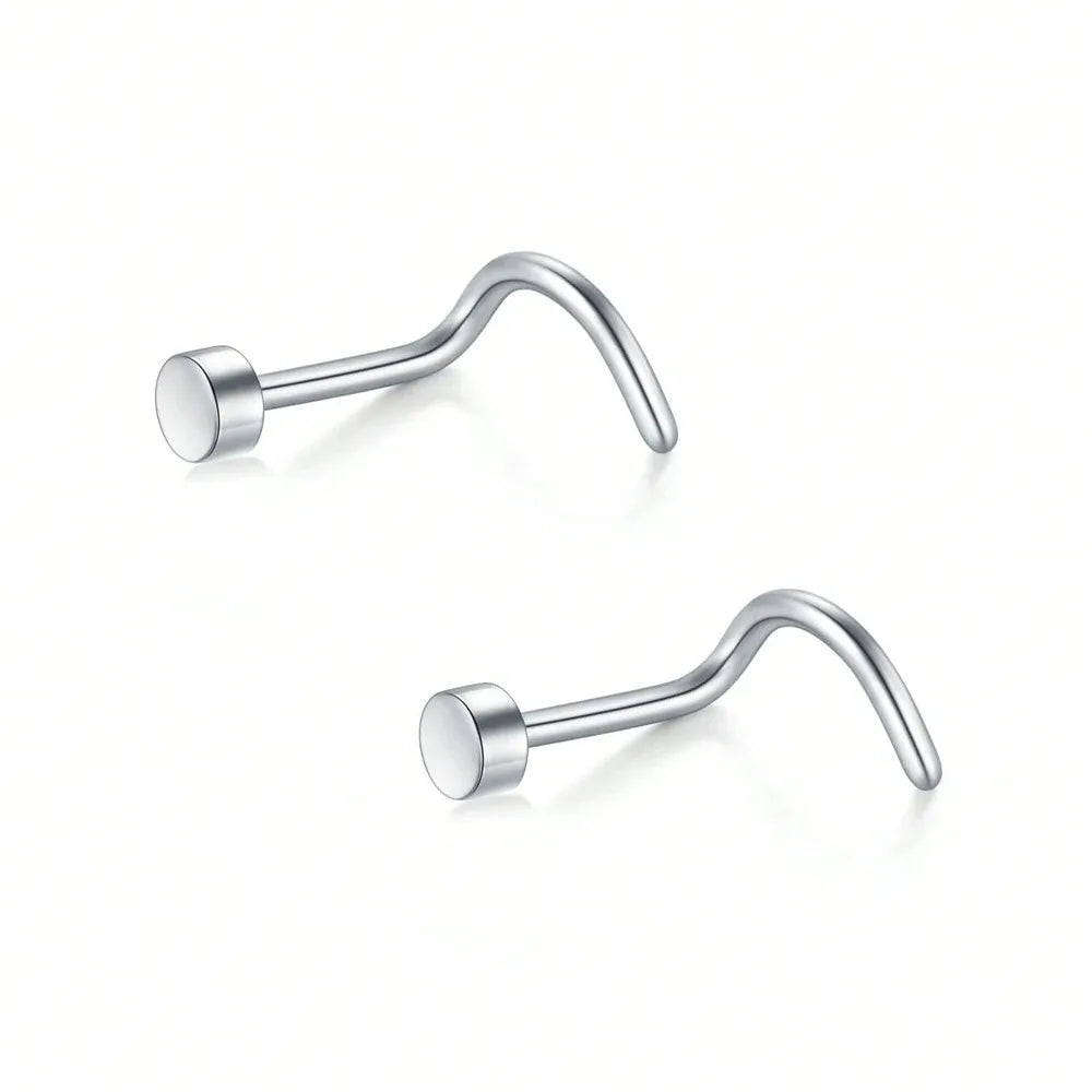 20G Stainless Steel L-Shaped Nose Stud Ring – 2mm Ball Twister Screw Nose Piercing Jewelry for Women & Men Stylish Body Accessory