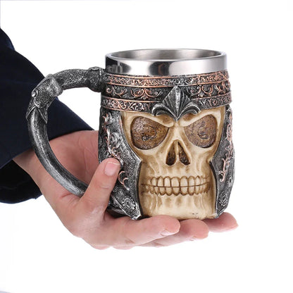 Viking-Style Wooden Beer Mug – Insulated Metal Barrel Cup for Drinks (1PCS)