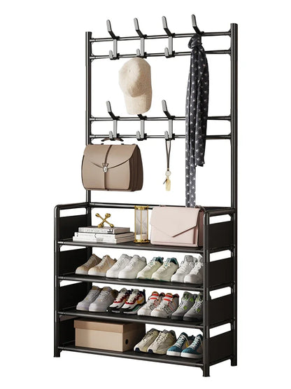 Multi-Layer Shoe Rack & Hat Hanger – Simple Floor Organizer with Load-Bearing Shelf for Shoes & Hats