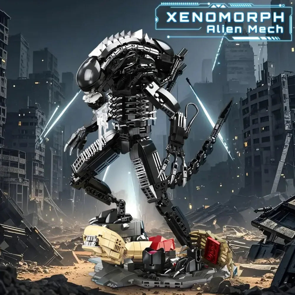 882pcs Alien Xenomorph Battle Robot MOC Building Block Model — Creative Star Beast Toy | Birthday & Christmas Gift