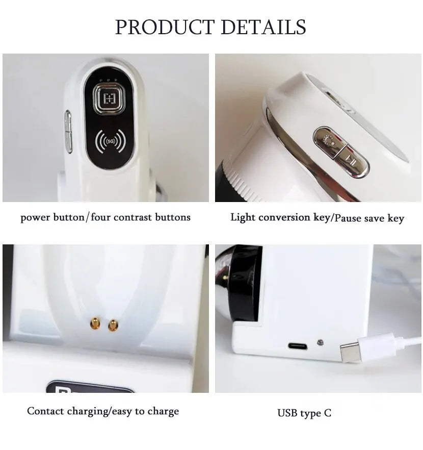 WiFi HD 5G Scalp, Skin & Hair Follicle Detector – 50X/200X Rechargeable UV Skin Analyzer Magnifier