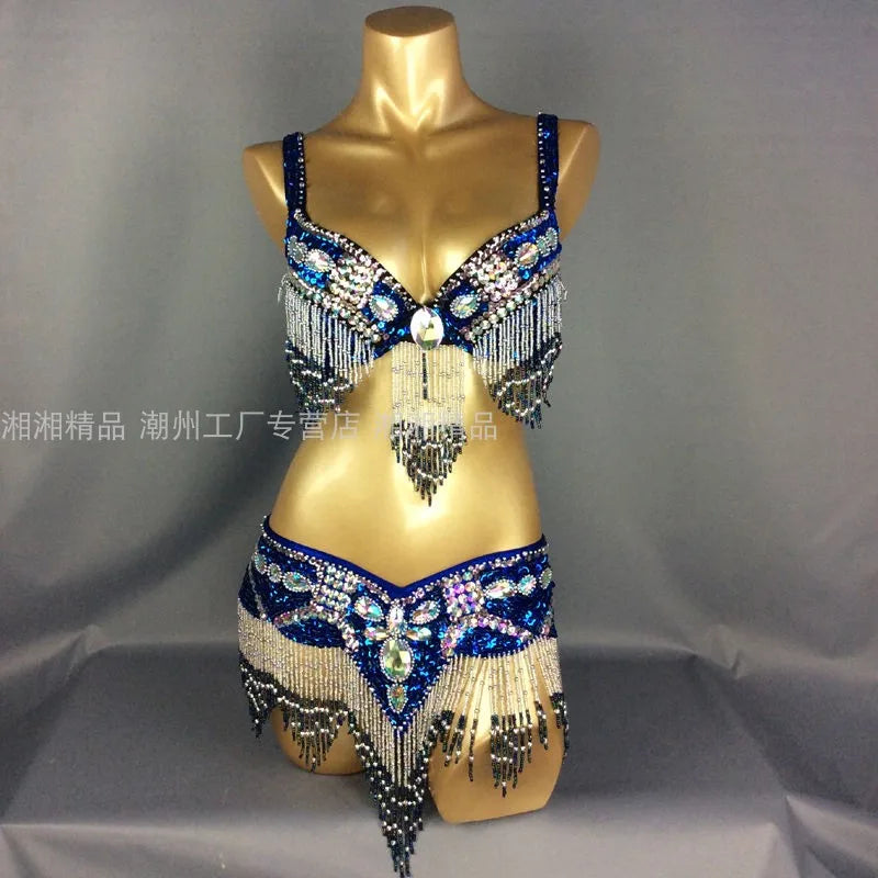 Sexy Girl Belly Dance Costume Set – Bra & Belt Set in 10 Colors for Ladies Bellydancing