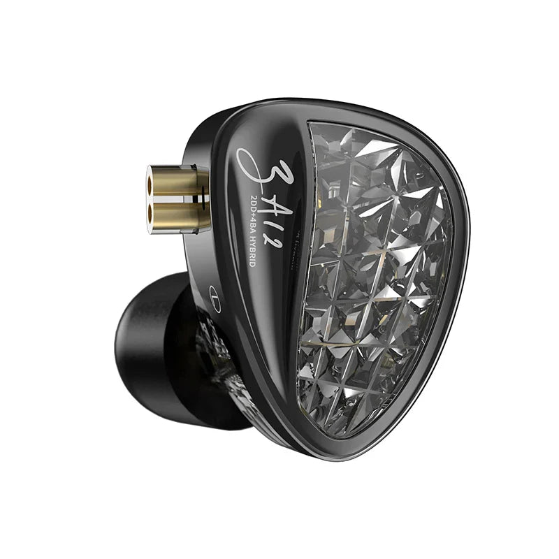 KZ ZA12 2DD+4BA Hybrid IEM Headphones – Wired In-Ear Monitor with Adjustable Tuning, HiFi Sound, Sports & Gaming Noise-Canceling Earphones