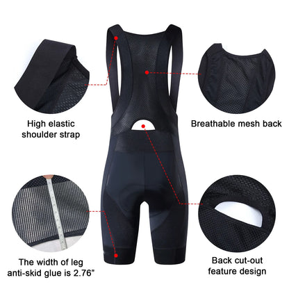 YKYWBIKE Men's Cycling Bib Shorts - Outdoor Bike Ride Padded Tights, 6 Hours Comfort, MTB Cycling Clothing for Men
