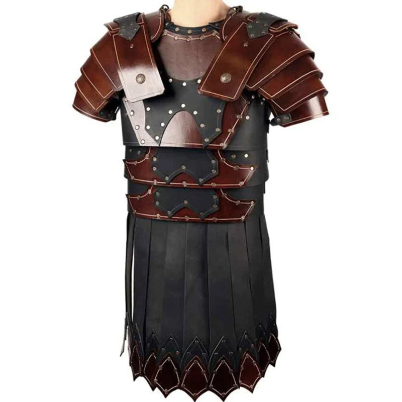 Medieval Greek & Roman Gladiator Armor – PU Leather Cuirass Shoulder & Chest Plate for Viking Warrior, Knight Cosplay & LARP Costume