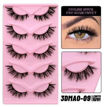 GROINNEYA Cat Eye False Eyelashes – Natural Long Clear Band Winged End Faux Mink Lashes for Eye-Enhancing Makeup