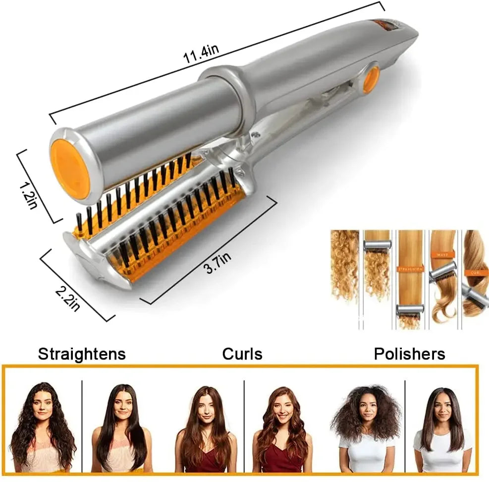 2-in-1 Professional Hair Curler & Straightening Rotating Brush – Styler Hair Styling Tool