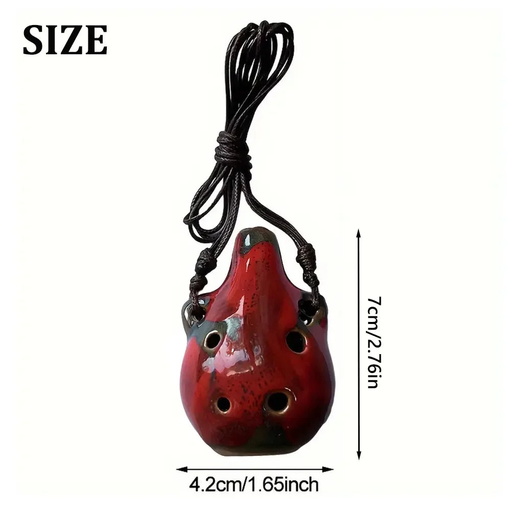 6 Hole Ceramic Mini Ocarina - Handmade Craft Musical Instrument for Beginners and Music Lovers
