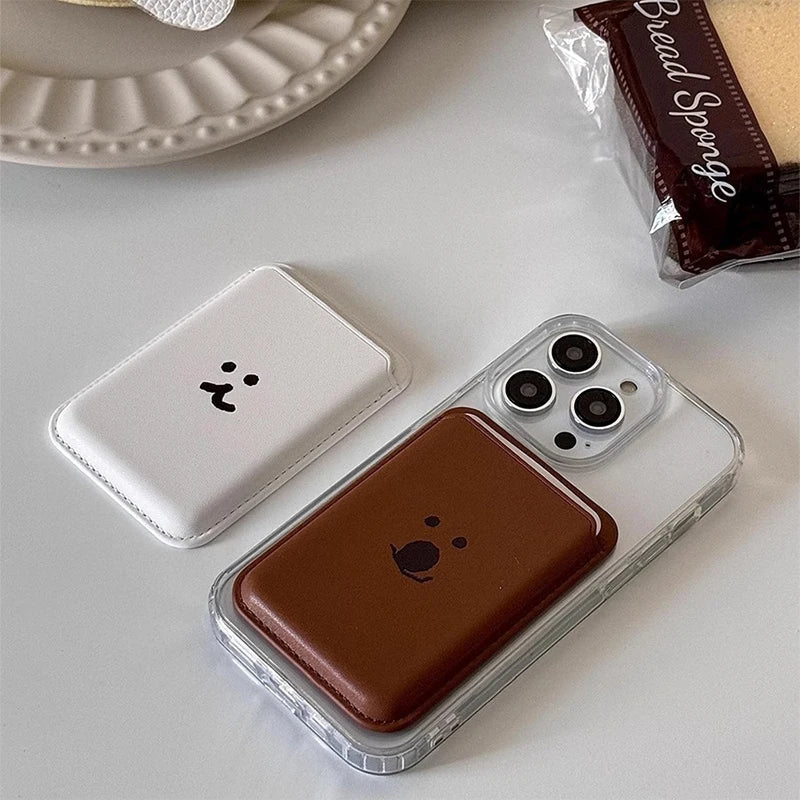 Cute Dog Cartoon Magnetic Phone Card Holder – Back Case Wallet for iPhone 15/14 with MagSafe Slot for ID & Bank Cards