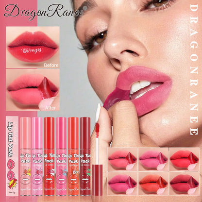 Peel-Off Rose Red Lip Gloss & Lip Stain – Waterproof, Transfer-Resistant Liquid Lipstick with Long-Lasting Tattoo Effect & Contour Definition Makeup