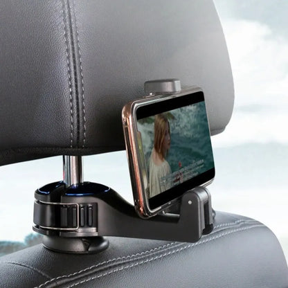 Versatile 2-in-1 Car Hook with Hidden Rear Headrest Design - Secure Lock Type Mobile Phone Holder Included