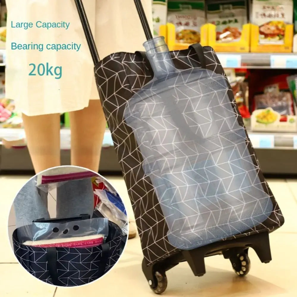 Collapsible Shopping Trolley Bag — Reusable Foldable Grocery Cart with Wheels