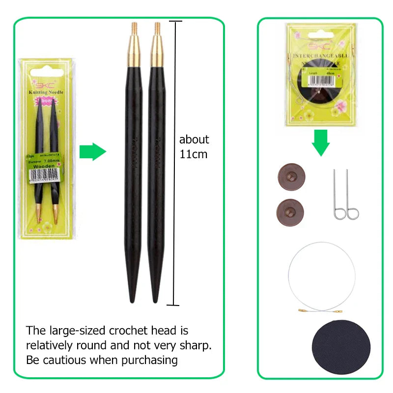 Sandalwood Handle Circular Knitting Needles — Double-Pointed Weaving Needles for DIY Sweaters, Hats & Crafts