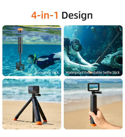 Telesin Underwater Buoyancy Diving Selfie Stick Tripod for GoPro, Insta360, DJI OSMO Action Cameras