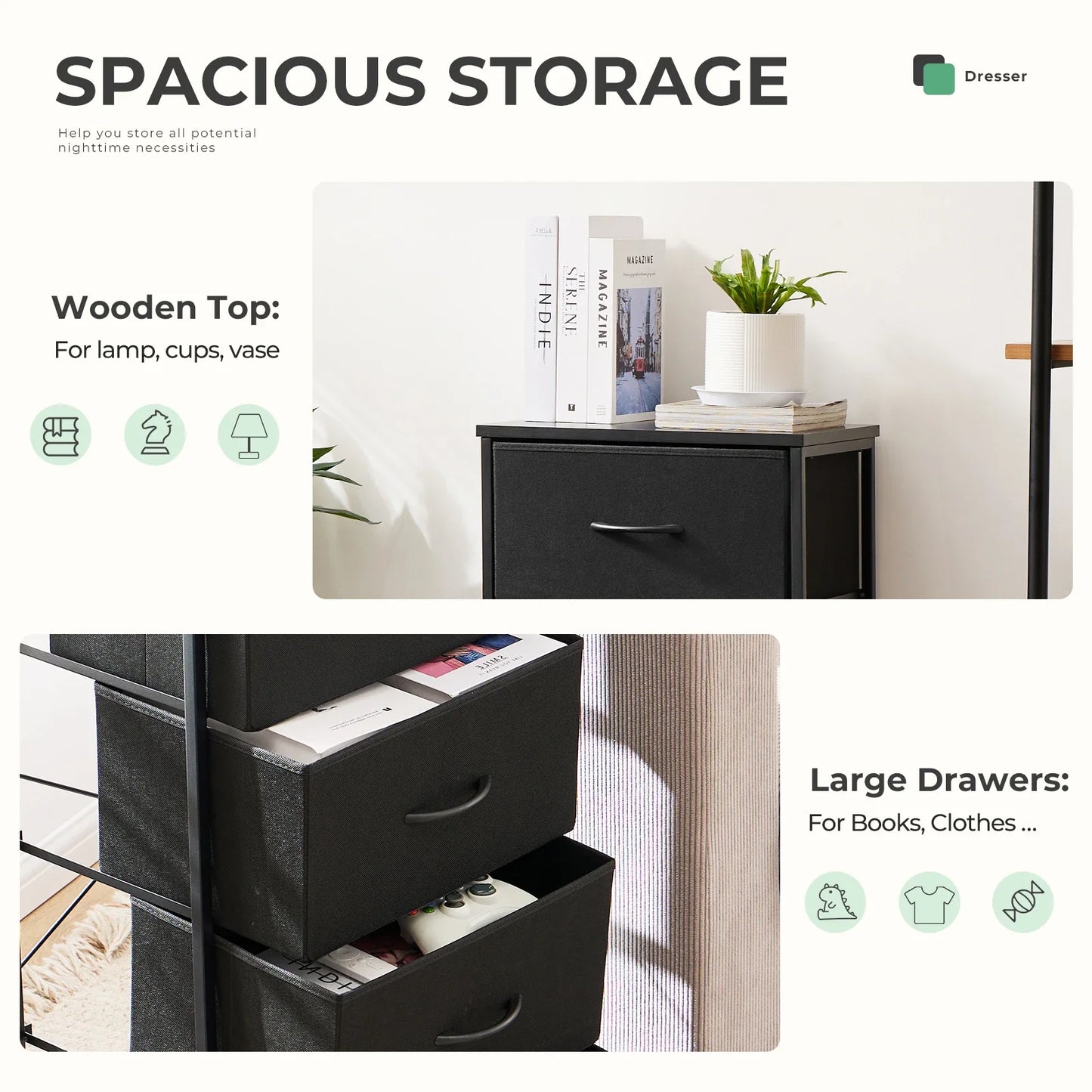 4-Layer Fabric Living Room Cabinets – Steel Frame Wardrobe Closet for Clothes Storage