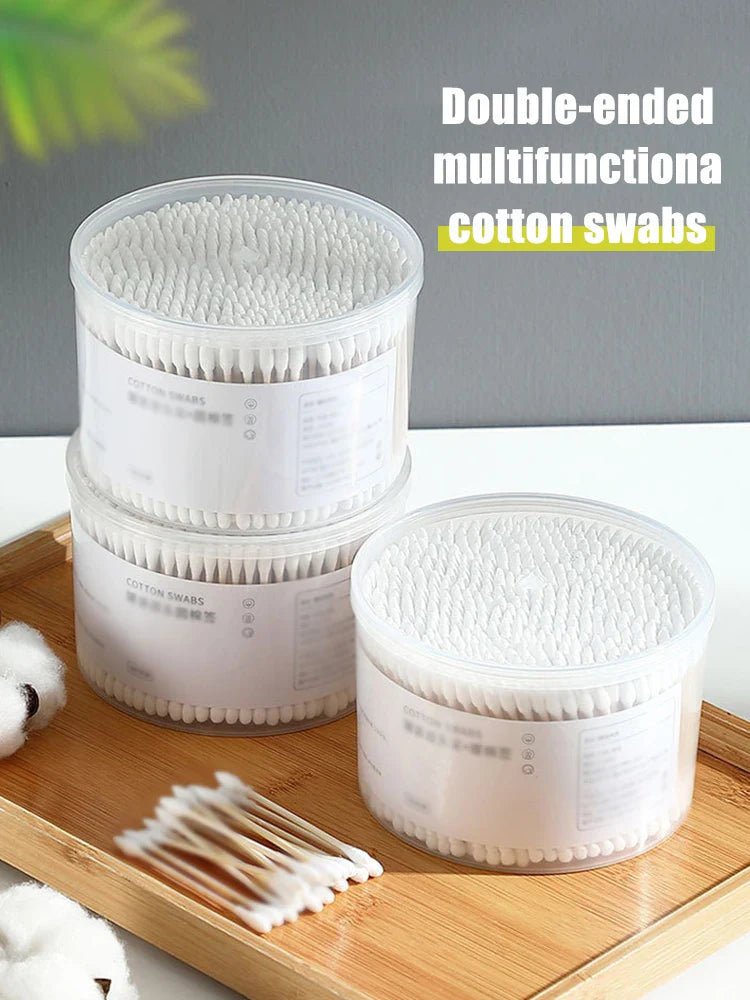 500PCS Disposable Cotton Swabs - Double End Round Head for Makeup, Removal, Cleaning, and Pet Care