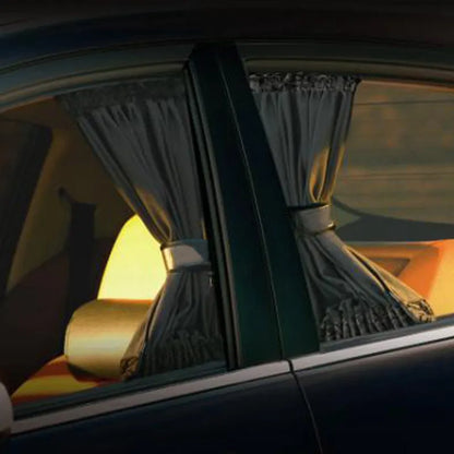 2pcs Universal Car Sun Shade Side Window Curtain: Foldable UV Protection Black Pure Cloth Visor Blinds Cover - Auto Car-Styling