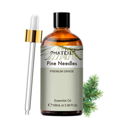 PHATOIL 100ml Aromatherapy Essential Oil Set – Lavender, Rose, Vanilla, Eucalyptus, Sandalwood & Pine Needles for Diffusers & Candle Making
