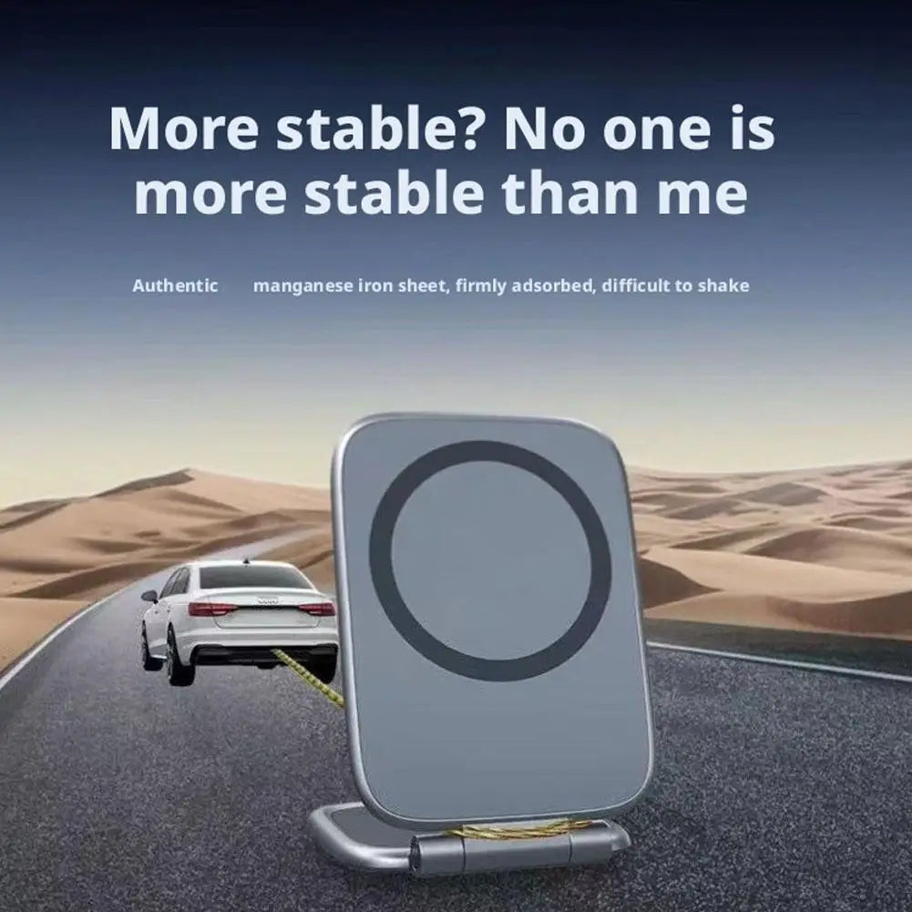 Magnetic Car Phone Holder - Foldable Anti-Shake Dashboard Mount for Navigation