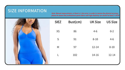 New Impact Sports Yoga Vest - Women's Backless Fitness Top, Built-in Bra with Cups, Scrunch Gym Clothes for Workout