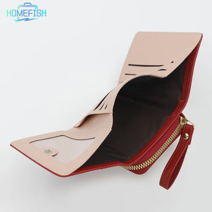 Women’s Mini Wallet - Embroidered Love Pattern Zipper Card Holder with Large Capacity