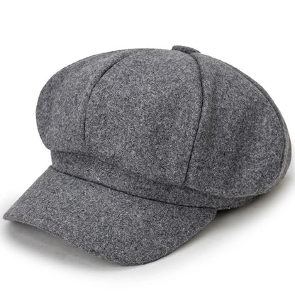 Solid Color Woolen Beret - Fashionable Cotton Hat, Windproof, Universal Fit for Men & Women, Autumn and Winter