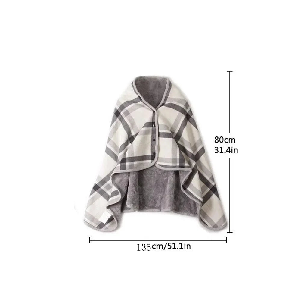 Women’s Double-Layer Tartan Plaid Blanket Scarf – Winter Warm Multifunction Shawl Wrap