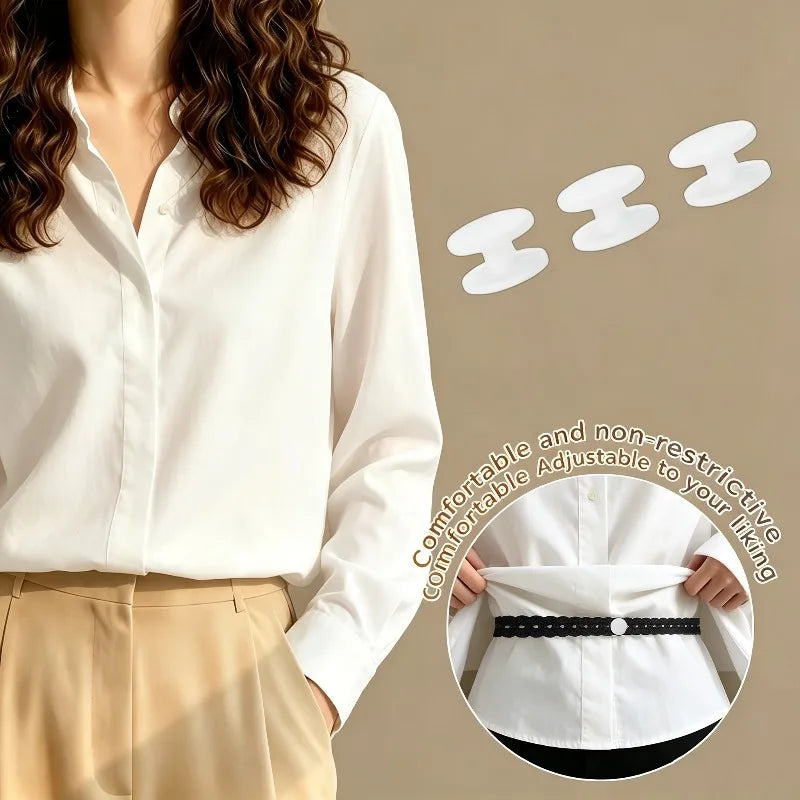 Lace Trim Waistband Clothing Shortener Set - 1 Strap & 3 Buttons for T-Shirts, Dresses & Shirts
