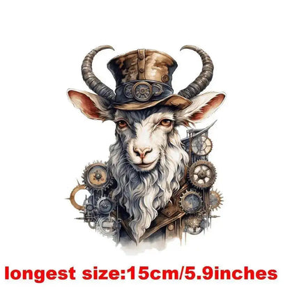 15cm Kids Steampunk Lion Iron-On Patch – Animal Heat Transfer Sticker for DIY Clothing, Apparel & Fabric Decoration Print