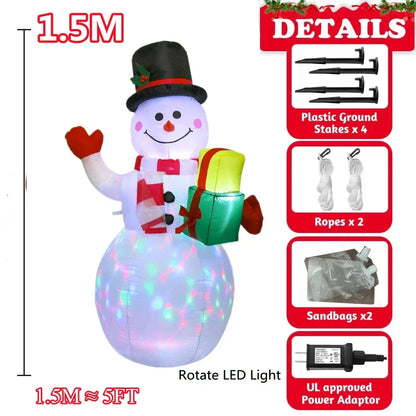 2.1M Inflatable Santa Claus Riding Polar Bear – LED Luminous Toy for Indoor and Outdoor Christmas Holiday Courtyard Decoration
