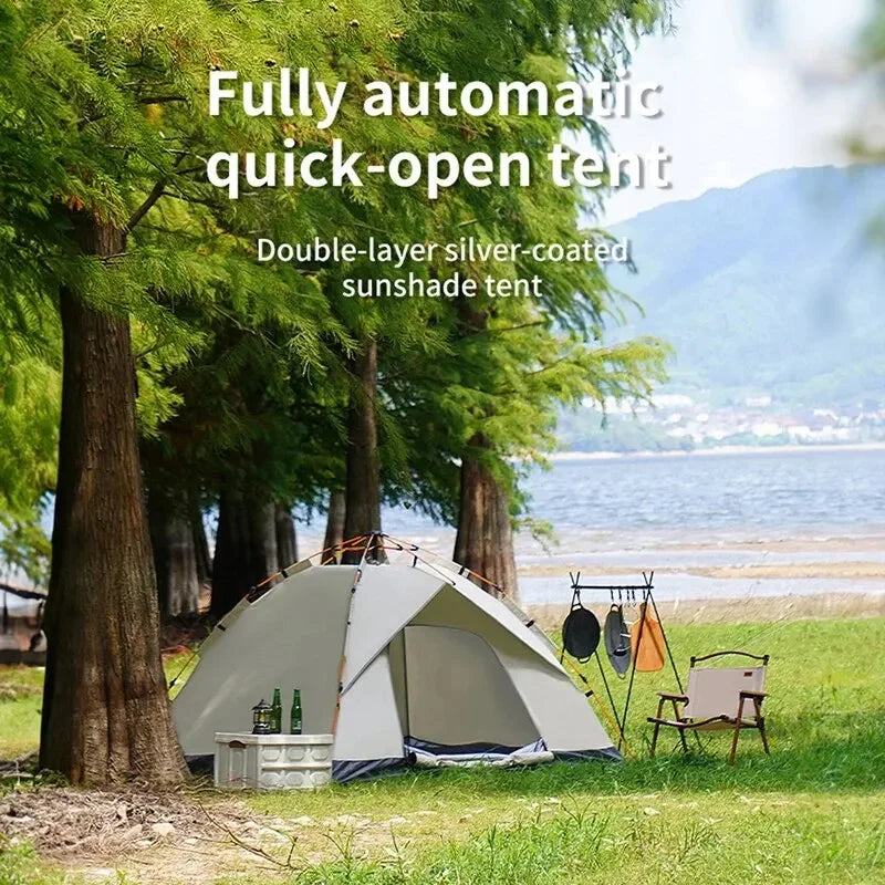 Outdoor Folding Tent – Fully Automatic Quick-Open 3-4 Person Camping Tent, Rain & Sun Proof, Portable for Self-Driving Trips
