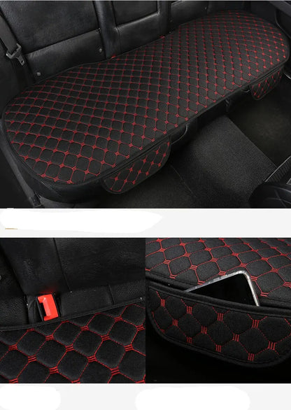 Linen Quilted Embroidered Car Cushion Set - Universal Three-Piece Set for All Seasons, Backrest Not Included