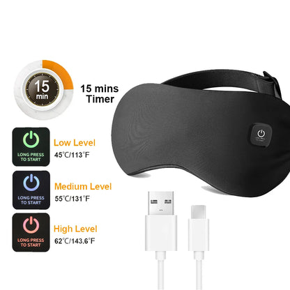 USB Heated Eye Mask with Vibration Massage – Relieve Eye Fatigue, Dry Eyes, and Promote Sleep for Home, Office & Travel
