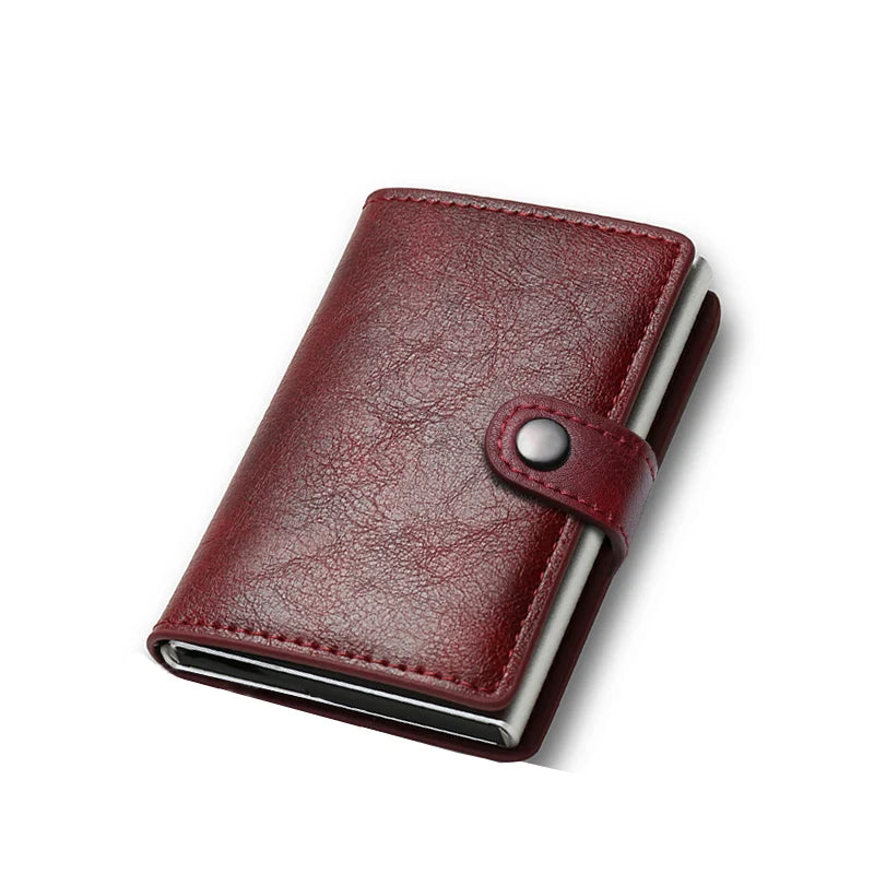 Carbon Fiber RFID Pop-Up Metal Wallet for Men – Slim Minimalist Credit Card Holder Black Purse