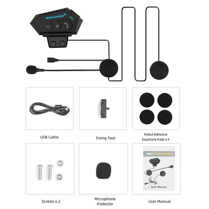 Wireless Motorcycle Helmet Headset Bluetooth 5.0 Earphones - Handsfree Stereo Earbud for Bike Riding
